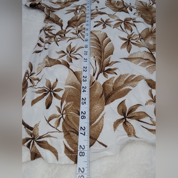 Express Brown and White Casual Button Down Shirt with Tropical Print - Picture 8 of 8